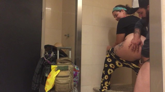 Lustful Asian taking a crap in a public toilet