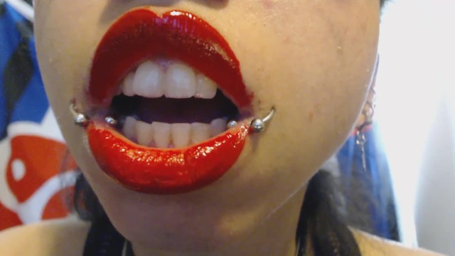 BRIGHT RED LIPSTICK FRENULUM LICKING ORGASM CUM Free Indian Porn