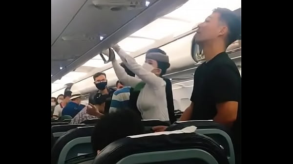 Flight attendant with big tits